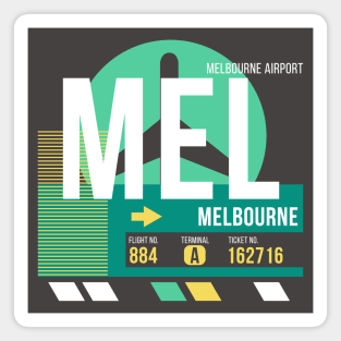 Melbourne (MEL) Airport // Retro Sunset Baggage Tag Magnet